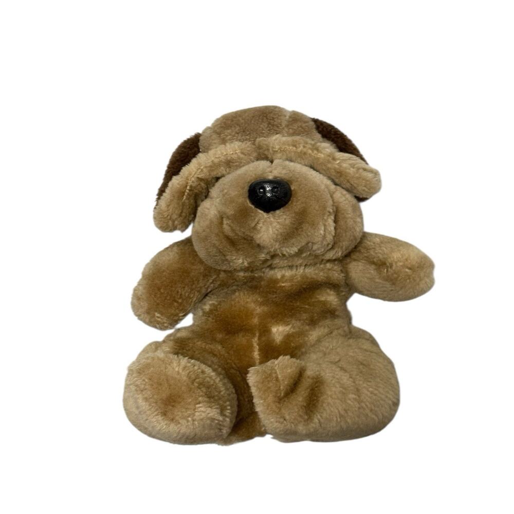 vintage bulldog bully Plush Shar Pei Brown Puppy Dog Wrinkles‎ Stuffed Animal